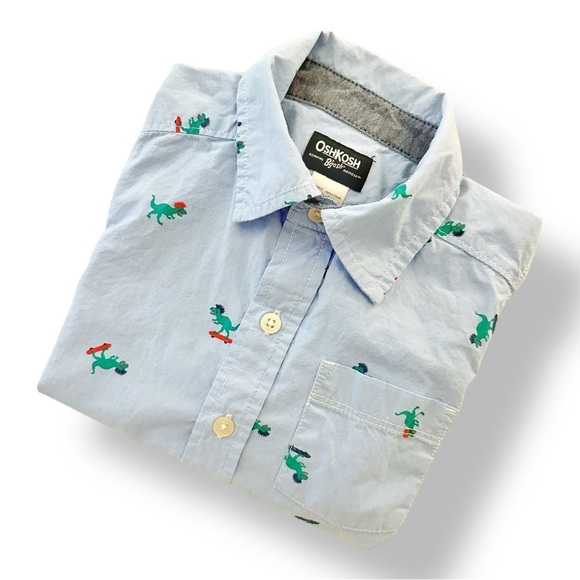 OshKosh B’gosh | Skateboarding Dinosaur Boys Button Down Shirt (5T) - Picture 5 of 6